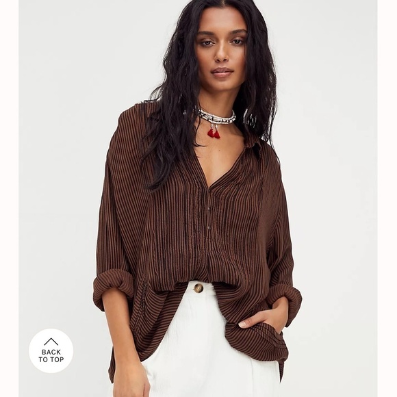 Free People FP ONE Waverley Stripe Tunic stripe blue white size medium - Picture 12 of 14